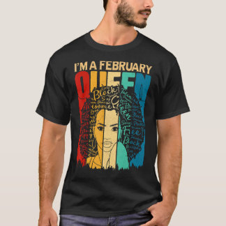 T-shirt Reines Février Anniversaire Black Women Afro Ameri