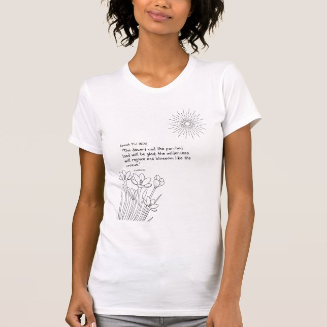 T-shirt “Rejoice and Blossom” Scripture Shirt for Women (Devant)