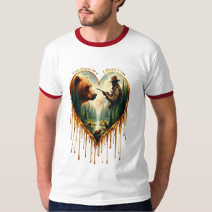 T-shirt Relation entre l'ours grizzli chasseur et le cerf