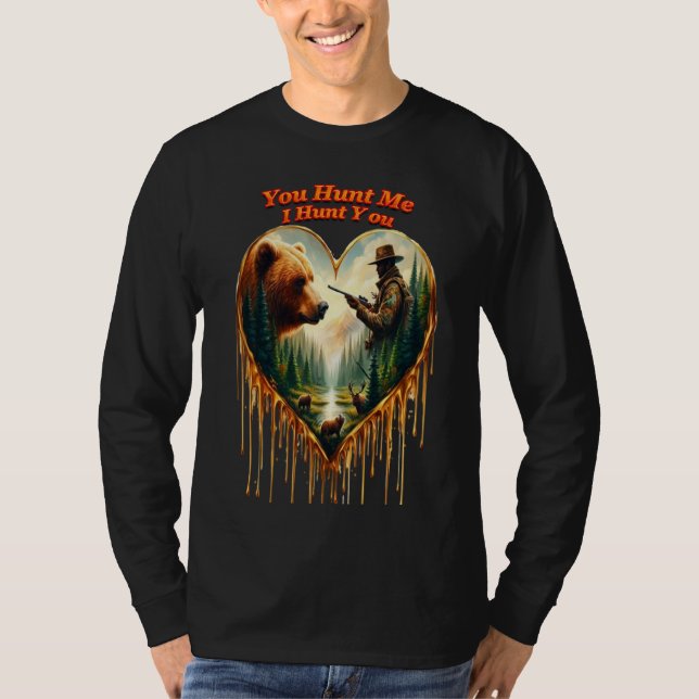 T-shirt Relation entre l'ours grizzli chasseur et le cerf (Devant)
