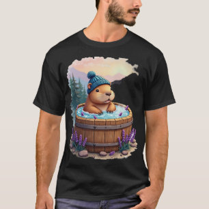 T-shirt Relaxation dans un bain à remous de capybara, jour