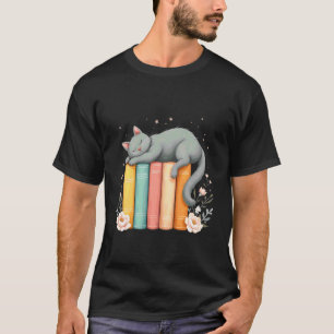 T-shirt Relaxation Lecteur de Livres Amoureux Chat Mignon