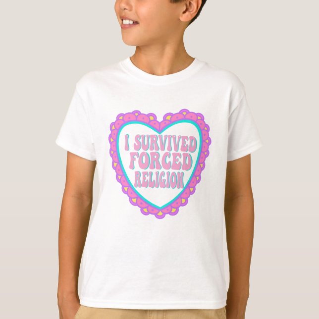 T-shirt Religion forcée Coeur rose Saint-Valentin (Devant)