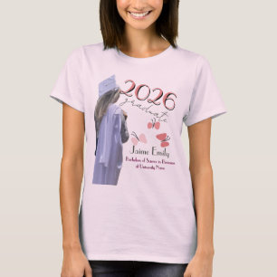 T-shirt Remise de diplômes moderne 2026 Photo rose