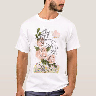 T-shirt Renaissance florale – visage & papillon