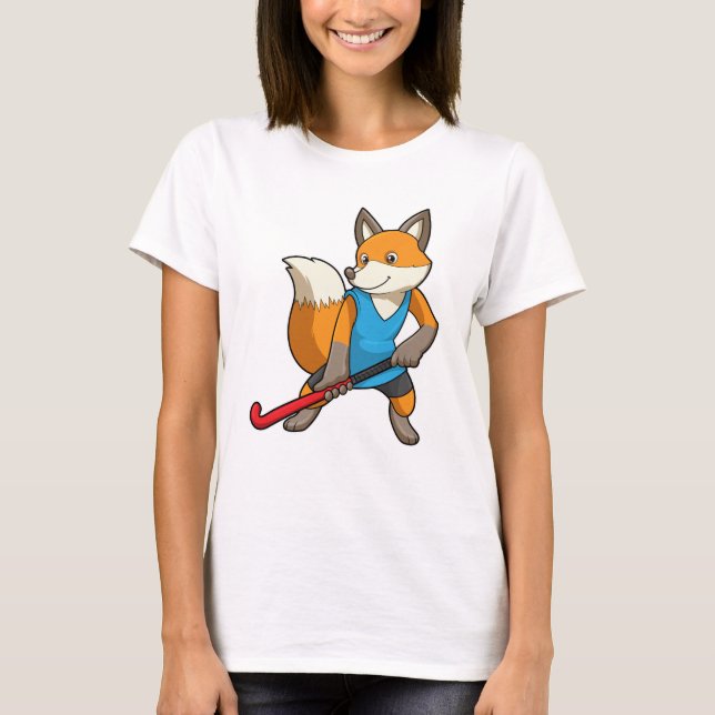 T-shirt Renard à Hockey avec chauve-souris de hockey (Devant)