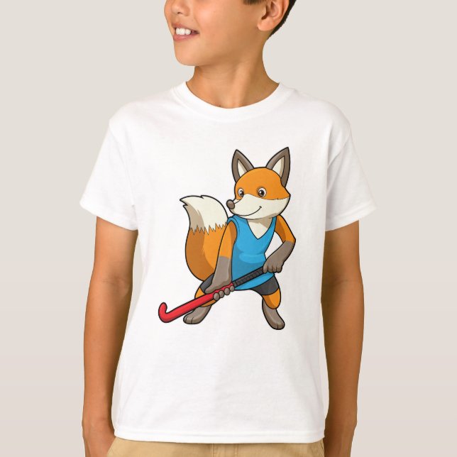 T-shirt Renard à Hockey avec chauve-souris de hockey (Devant)