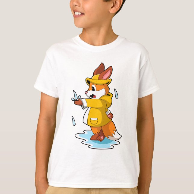 T-shirt Renard à la pluie avec gouttes de pluie (Devant)