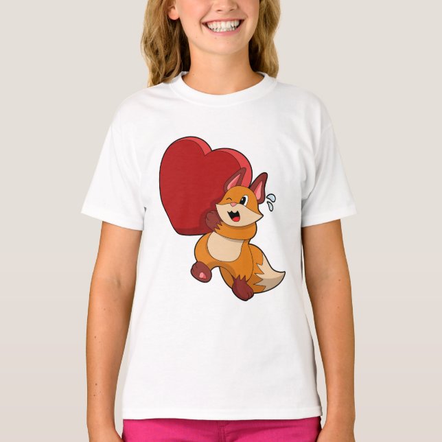 T-shirt Renard à l'amour avec le coeur (Devant)