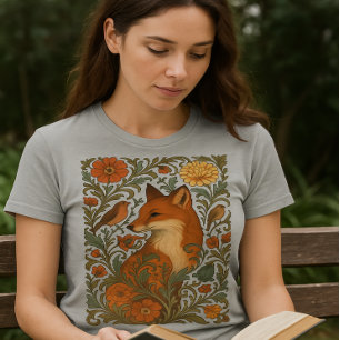 T-shirt Renard à motif Woodland Grace en fleurs