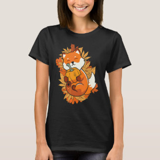 T-shirt Renard animal de zoo automne feuilles tombantes an