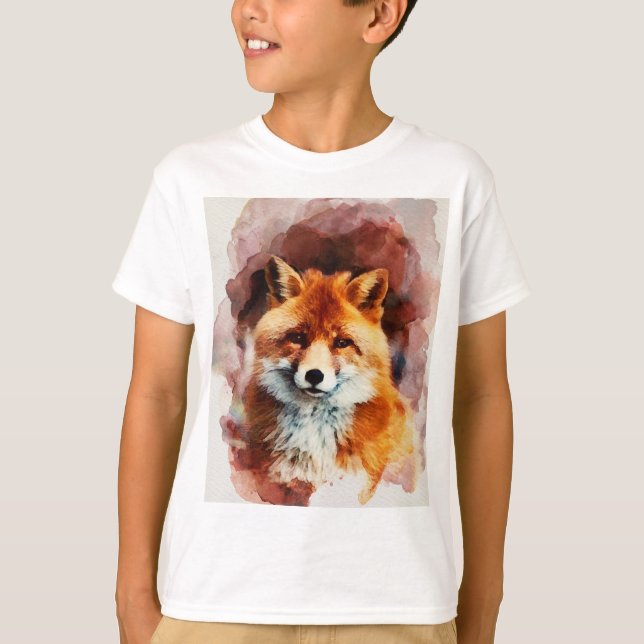 T-shirt renard aquarelle (Devant)