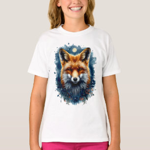 T-shirt Renard aquarelle lune forêt animal esthétique