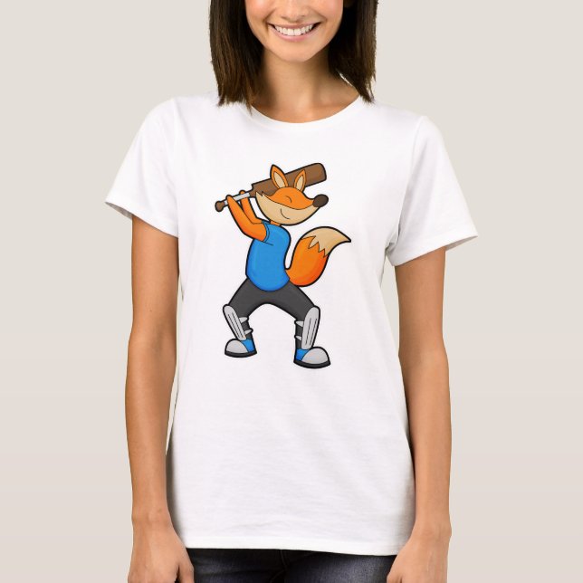 T-shirt Renard au cricket avec chauve-souris de cricket (Devant)