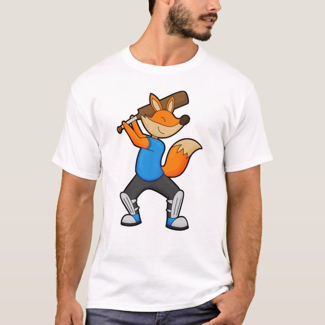 T-shirt Renard au cricket avec chauve-souris de cricket (Devant)
