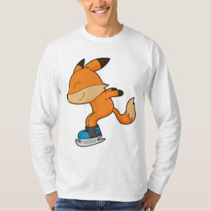 T-shirt Renard au patinage sur glace avec patins sur glace