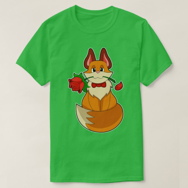 T-shirt Renard avec fleur Rose (Design devant)