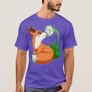 T-shirt Renard avec fleurs blanches