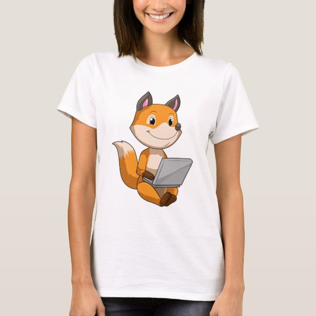 T-shirt Renard avec ordinateur portable (Devant)