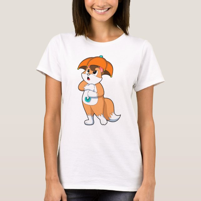 T-shirt Renard avec parapluie (Devant)