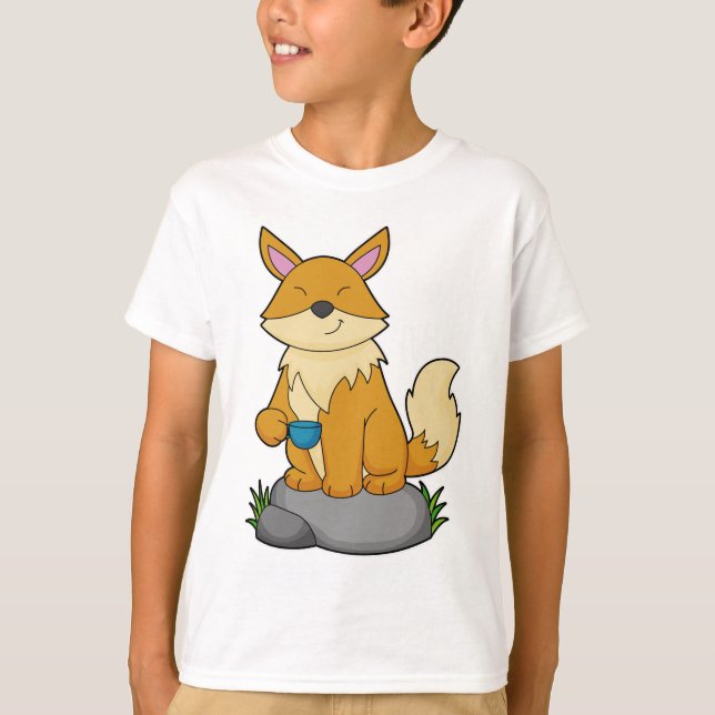 T-shirt Renard avec tasse de café (Devant)