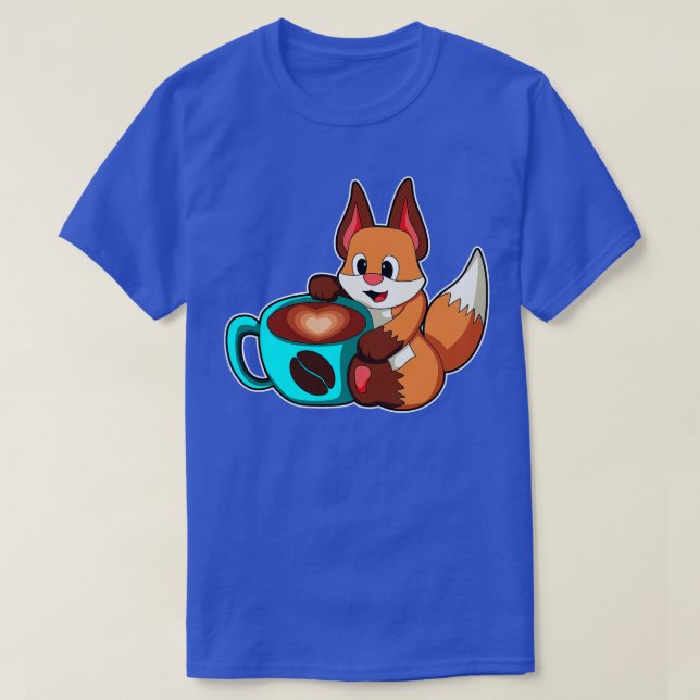 T-shirt Renard avec tasse de café 2 (Design devant)