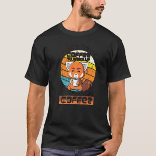 T-shirt Renard buvant du café Animal Pour hommes femmes