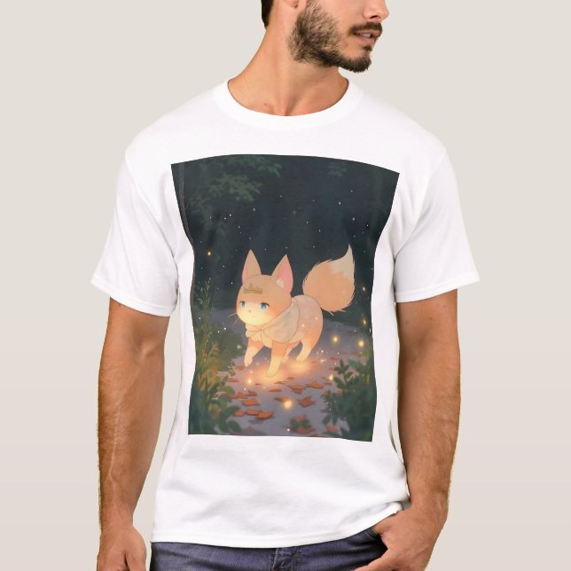 T-shirt Renard céleste d'Anime dans une forêt de Starlit (Devant)