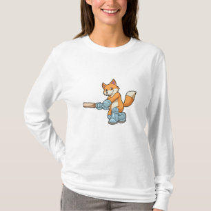 T-shirt Renard comme batteur avec chauve-souris de cricket