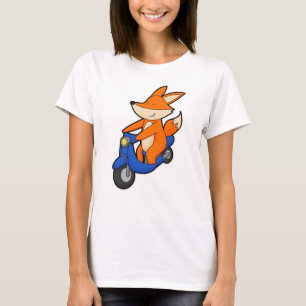 T-shirt Renard comme Biker avec Scooter