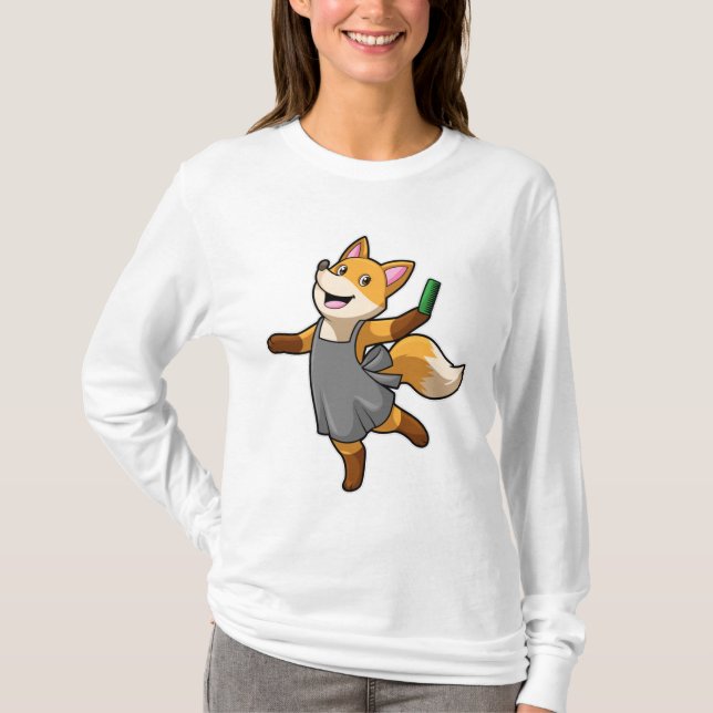 T-shirt Renard comme coiffeur avec ciseaux (Devant)