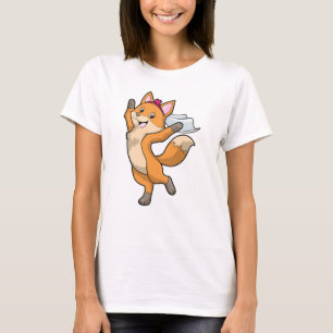 T-shirt Renard comme mariée avec voile et cœur