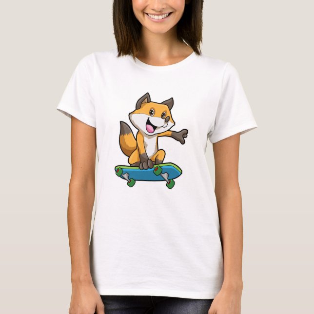 T-shirt Renard comme patineur avec skateboard (Devant)