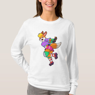 T-shirt Renard comme Patineur Inline avec Patinage Inline