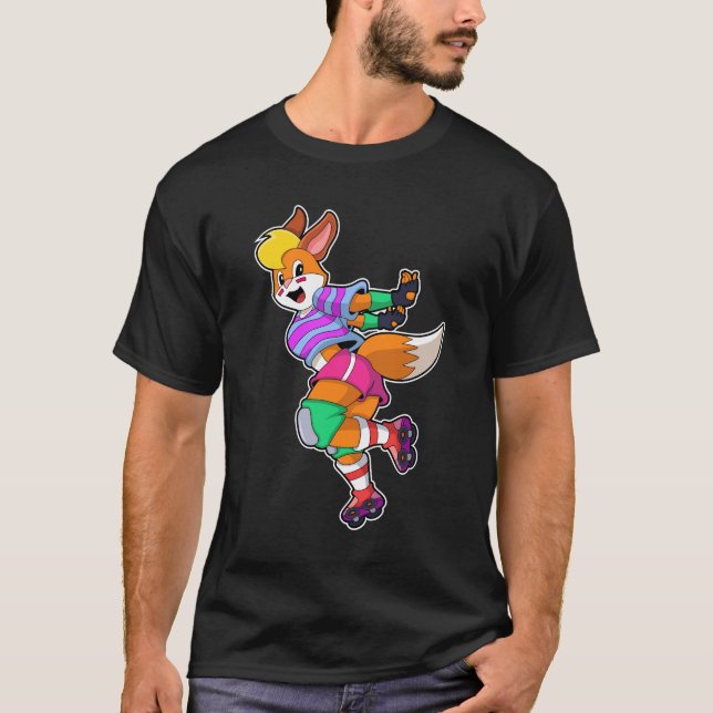 T-shirt Renard comme Patineur Inline avec Patinage Inline (Devant)
