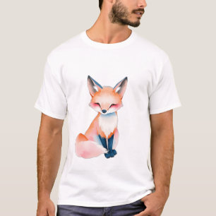 T-shirt Renard d'aquarelle impressionniste avec champignon