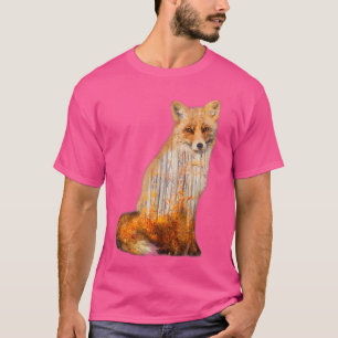 T-shirt Renard Double Exposition Arbres d'automne Beau Wil