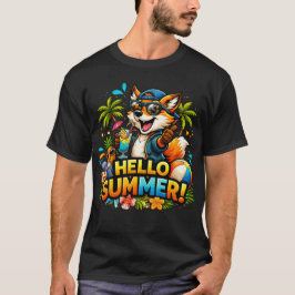 T-shirt Renard Drôle Bonjour Été Dessin Animé