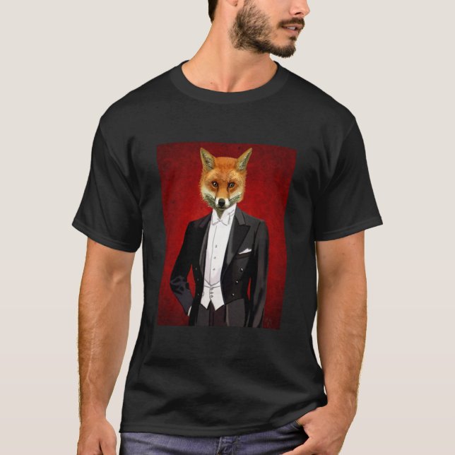 T-shirt Renard En Costume De Soirée, Portrait (Devant)