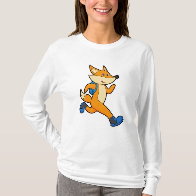T-shirt Renard en course avec sac à dos (Devant)