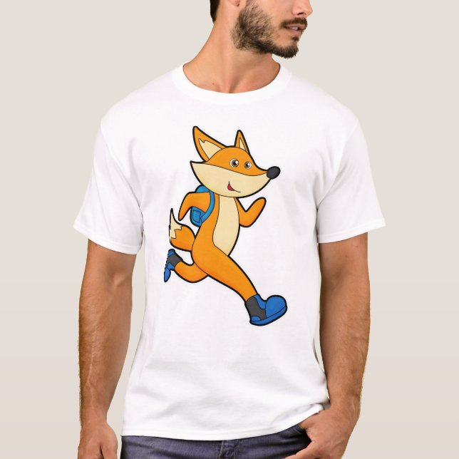 T-shirt Renard en course avec sac à dos (Devant)