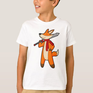 T-shirt Renard en guerrier avec épée et écharpe