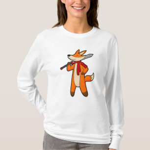 T-shirt Renard en guerrier avec épée et écharpe