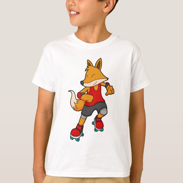 T-shirt Renard en patinage avec roulettes (Devant)