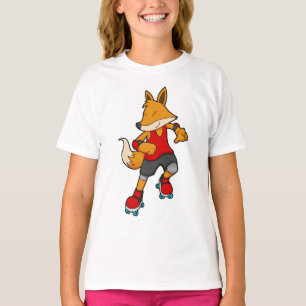 T-shirt Renard en patinage avec roulettes