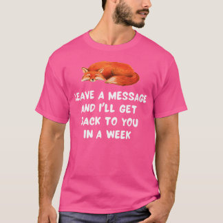 T-shirt Renard Endormi Renard Mignon Laisser Un Message Dr