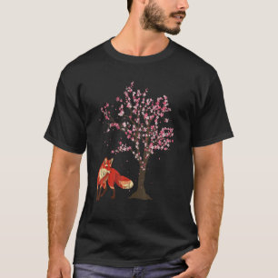 T-shirt Renard Fleur de Cerisier Sakura Nature Forêt Anim