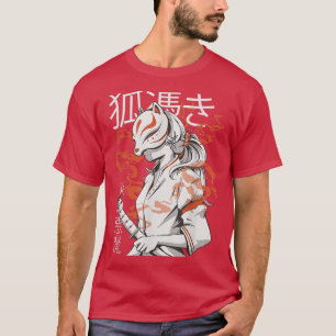 T-shirt Renard Japonais Mignon Drôle Anime Kawaii Kitsune 