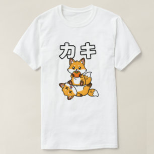 T-shirt Renard kaki mignon Persimmon Animal japonais drôle