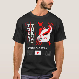 T-shirt Renard Kitsune Ville de Tokyo